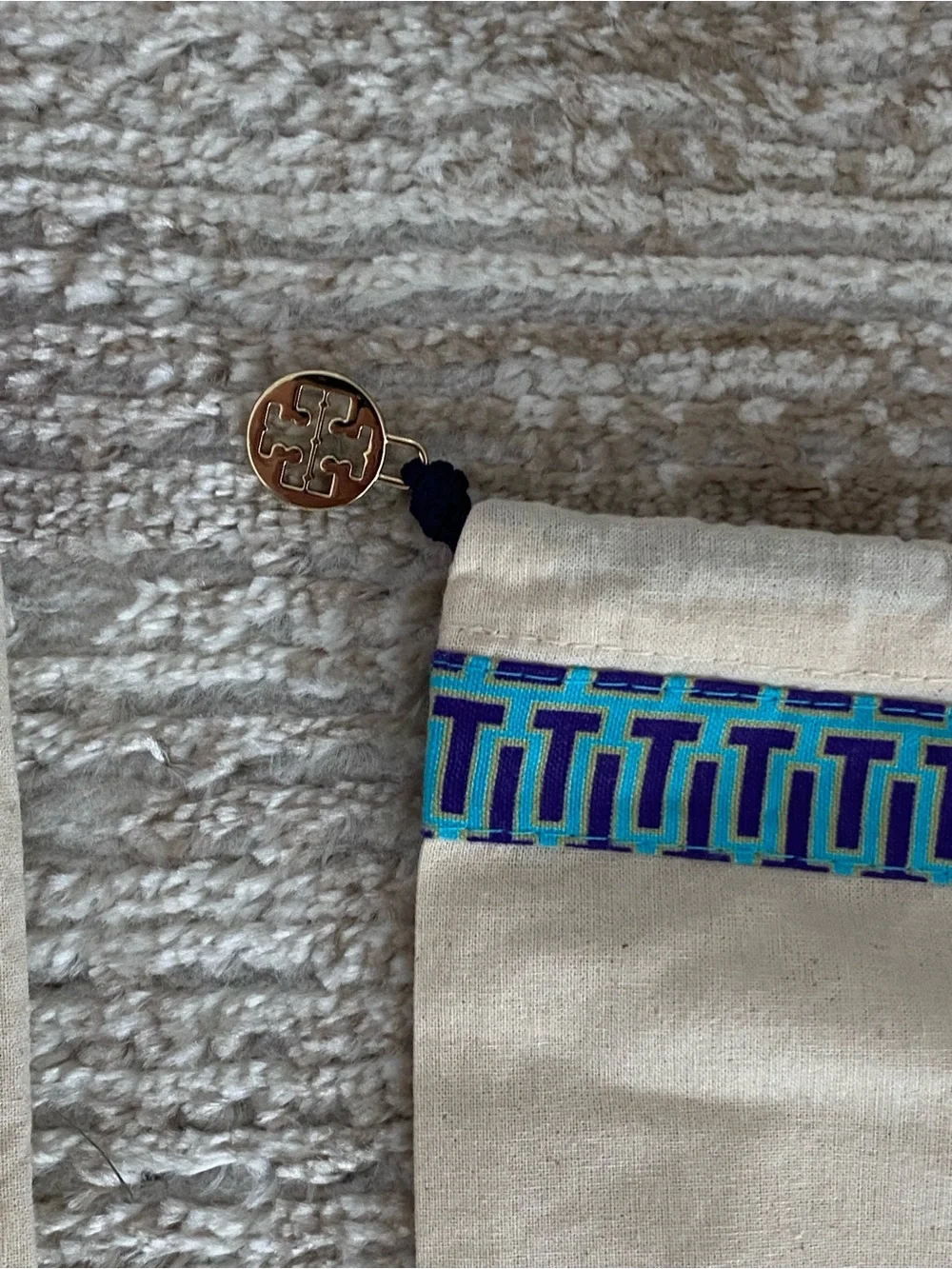 Tory Burch Canvas Dust Bag  Set with Pink and Blue Trim
